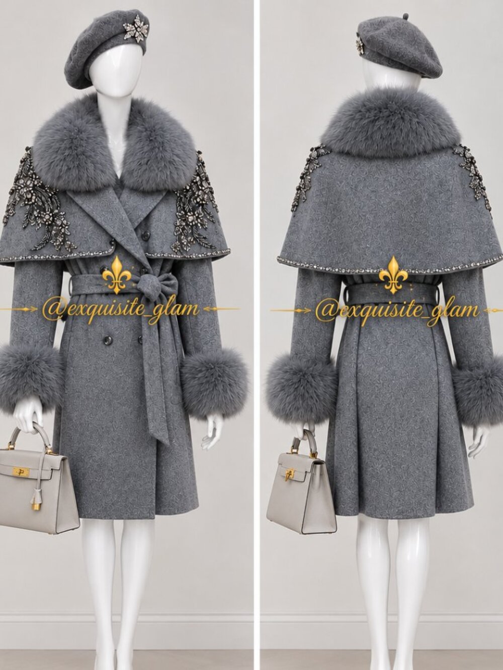 Gorgeous Jacket Coat Genuine Real Fur Runway Stylish Glamour Stroller Vest Cape